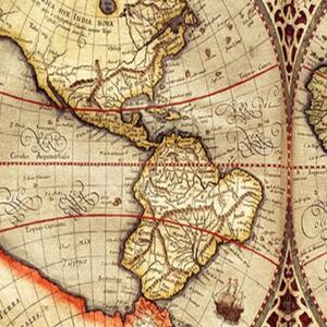 Ozdobný paraván Stará mapa - 180x170 cm, pětidílný, klasický paraván