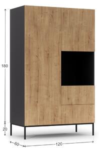 Moderní šatní skříň Lanzzi 120 cm - černá/dub
