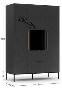 Moderní šatní skříň Lanzzi 135 cm - černá