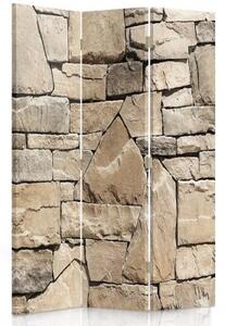 Ozdobný paraván Kamenná zeď - 110x170 cm, třídílný, klasický paraván