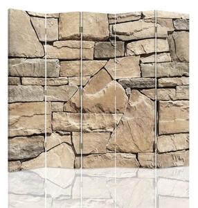 Ozdobný paraván Kamenná zeď - 180x170 cm, pětidílný, klasický paraván