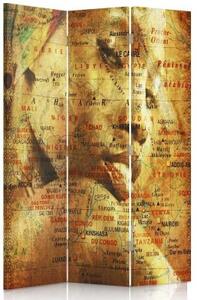 Ozdobný paraván Žena Retro karta - 110x170 cm, třídílný, klasický paraván