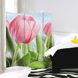 Ozdobný paraván Květiny Tulipány Příroda - 180x170 cm, pětidílný, klasický paraván