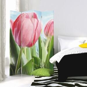 Ozdobný paraván Květiny Tulipány Příroda - 145x170 cm, čtyřdílný, klasický paraván