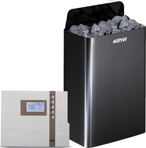 Sada Saunové kamna Harvia The Wall 9,0 kW Black Set s EOS ECON ECON D2