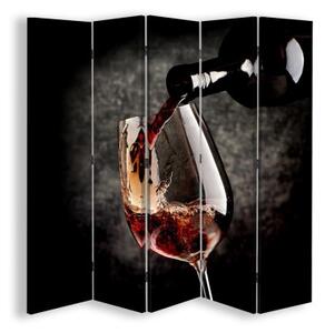 Ozdobný paraván, Vůně červeného vína - 180x170 cm, pětidílný, klasický paraván