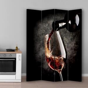 Ozdobný paraván, Vůně červeného vína - 145x170 cm, čtyřdílný, klasický paraván