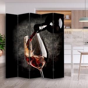 Ozdobný paraván, Vůně červeného vína - 180x170 cm, pětidílný, klasický paraván