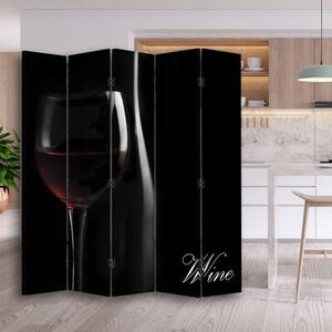 Ozdobný paraván, Hluboká chuť vína - 180x170 cm, pětidílný, klasický paraván