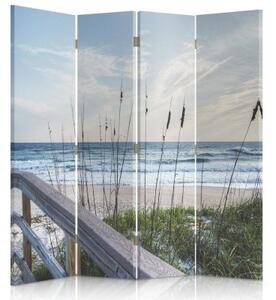 Ozdobný paraván Duny s mořskou trávou - 145x170 cm, čtyřdílný, klasický paraván