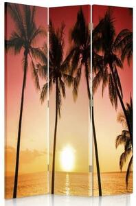Ozdobný paraván Palm Beach Sun - 110x170 cm, třídílný, klasický paraván