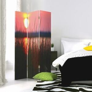 Ozdobný paraván Jezero Sunset Lake - 110x170 cm, třídílný, klasický paraván