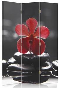 Ozdobný paraván Kamenná orchidej - 110x170 cm, třídílný, klasický paraván
