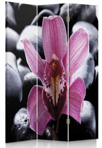Ozdobný paraván Zen Flower Pink - 110x170 cm, třídílný, klasický paraván