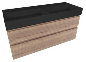 Koupelnová skříňka 2 zásuvková s umyvadlem Naturel Savona 118x53x44,8 cm dub Halifax mat SAVONA2120DHSATC