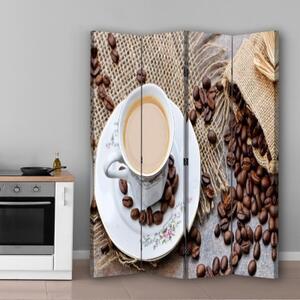 Ozdobný paraván, Rozptýlená kávová zrna - 145x170 cm, čtyřdílný, klasický paraván