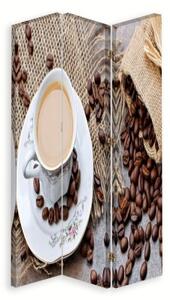 Ozdobný paraván, Rozptýlená kávová zrna - 110x170 cm, třídílný, klasický paraván