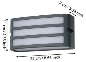 Eglo 900811 -Venkovní nástěnné svítidlo CAMARDA 1xE27/40W/230V antracit IP54
