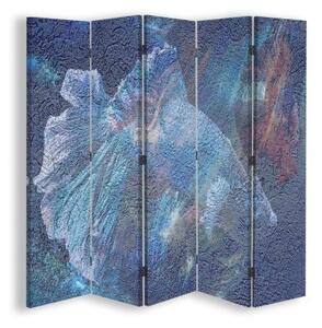 Ozdobný paraván, Tajná modrá - 180x170 cm, pětidílný, klasický paraván