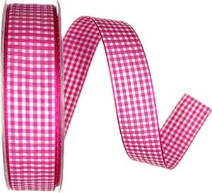 Stuha tkaná VICHY KARO PINK růžová 25mm x 20m A (8,-Kč/m)