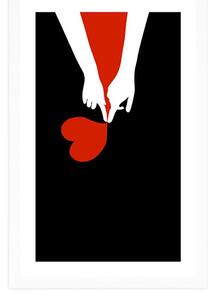 Plakát s paspartou spojení dvou srdcí