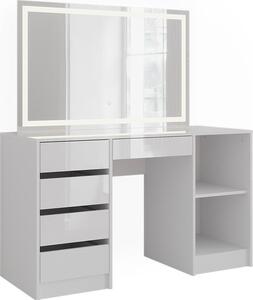 Toaletní stolek Vicco Sherry Bílá/bílý vysoký lesk 128.2 cm s LED zrcadlem, Model 57631
