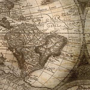 Ozdobný paraván, Starožitná mapa světa - 145x170 cm, čtyřdílný, klasický paraván