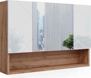Koupelnová zrcadlová skříňka Vicco Irma Bílý vysoký lesk/zlatý dub power 80.1 x 55 cm, Model 40506
