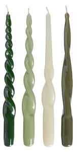TWISTED Sada svíček 4 ks 29 cm - zelená
