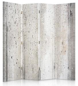 Ozdobný paraván Textura betonu - 145x170 cm, čtyřdílný, klasický paraván