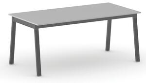 Jednací kancelářský stůl PRIMO BASIC, 180x90 cm, černá podnož, šedá