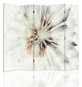 Ozdobný paraván, Srdce bílého květu - 180x170 cm, pětidílný, klasický paraván