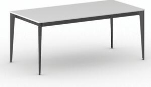 Jednací kancelářský stůl PRIMO ACTION, 180x90 cm, černá podnož, bílá