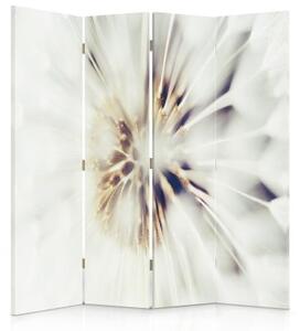 Ozdobný paraván, Srdce bílého květu - 145x170 cm, čtyřdílný, klasický paraván