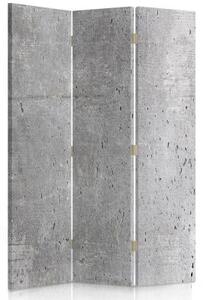Ozdobný paraván Šedá betonová zeď - 110x170 cm, třídílný, klasický paraván