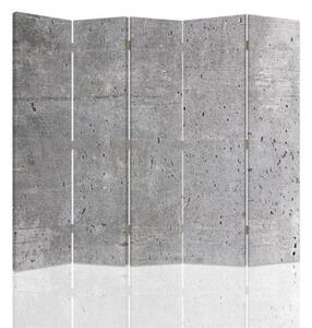Ozdobný paraván Šedá betonová zeď - 180x170 cm, pětidílný, klasický paraván