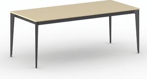 Jednací kancelářský stůl PRIMO ACTION, 200x90 cm, černá podnož, bříza