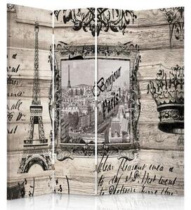 Ozdobný paraván, Bonjour Paris - 145x170 cm, čtyřdílný, klasický paraván