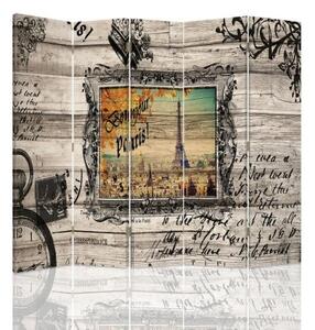 Ozdobný paraván, Stesk po Paříži - 180x170 cm, pětidílný, klasický paraván