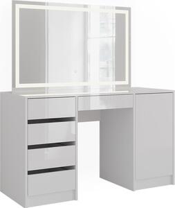 Toaletní stolek Vicco Sherry Bílá/bílý vysoký lesk 128.2 cm s LED zrcadlem, Model 57643
