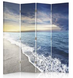 Ozdobný paraván, Mraky na břehu moře - 145x170 cm, čtyřdílný, klasický paraván