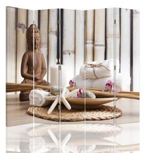 Ozdobný paraván, Buddhův klid - 180x170 cm, pětidílný, klasický paraván