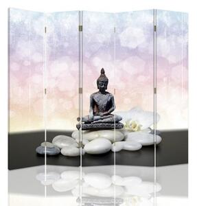 Ozdobný paraván Kameny zenového Buddhy - 180x170 cm, pětidílný, klasický paraván