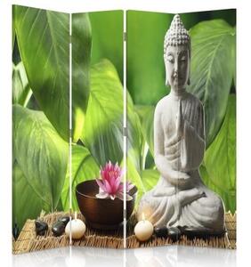Ozdobný paraván Květiny Buddhových listů - 145x170 cm, čtyřdílný, klasický paraván