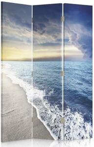 Ozdobný paraván, Mraky na břehu moře - 110x170 cm, třídílný, klasický paraván