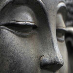 Ozdobný paraván, Buddhova kamenná tvář - 145x170 cm, čtyřdílný, klasický paraván