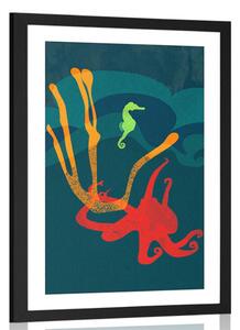 Plakát s paspartou život pod vodou
