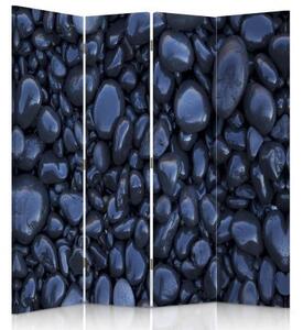 Ozdobný paraván Zen Stones Blue - 145x170 cm, čtyřdílný, klasický paraván