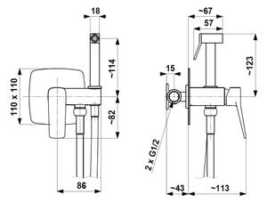 KFA Armatura 4529-512-00-Bidet. baterie se sprškou pro pod. ins. MALAGA l. chrom