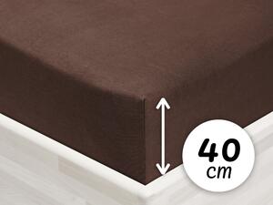 Jersey napínací prostěradlo na extra vysokou matraci JR-026 Čokoládově hnědé 90 x 200 - výška 40 cm